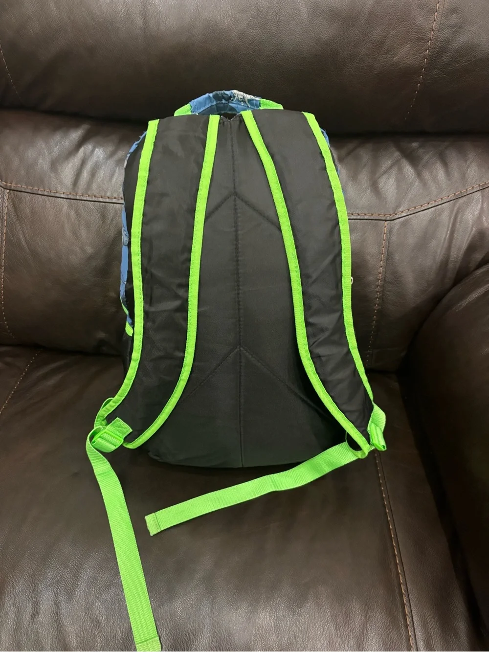 Blue & Neon Green Dino Print kids Backpack